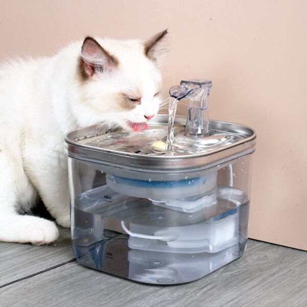 Edelstahl Trinkbrunnen für Katzen & Hunde – 2L, ultra-leise Pumpe